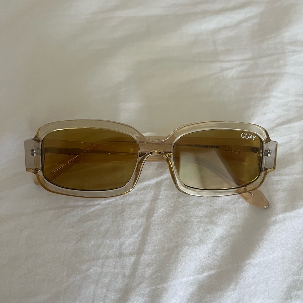 Quay Rectangular Sunglasses with Sepia Lenses
